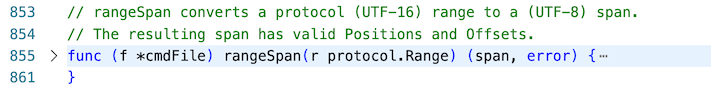 A function FoldingRange, collapsed, in VS Code